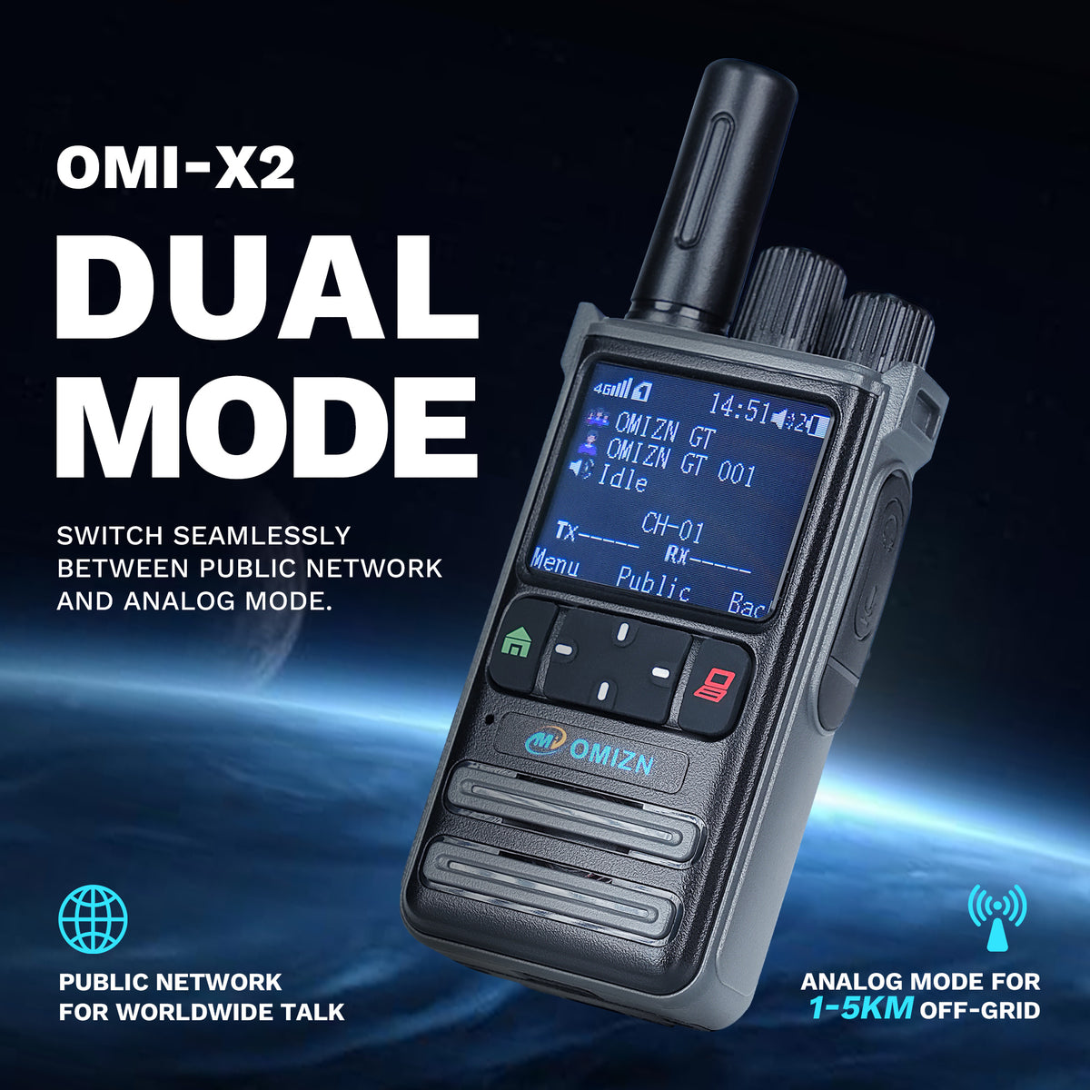 OMIZN X2 4G LTE PoC Walkie Talkie with SIM Card – Long Range Two-Way Radio