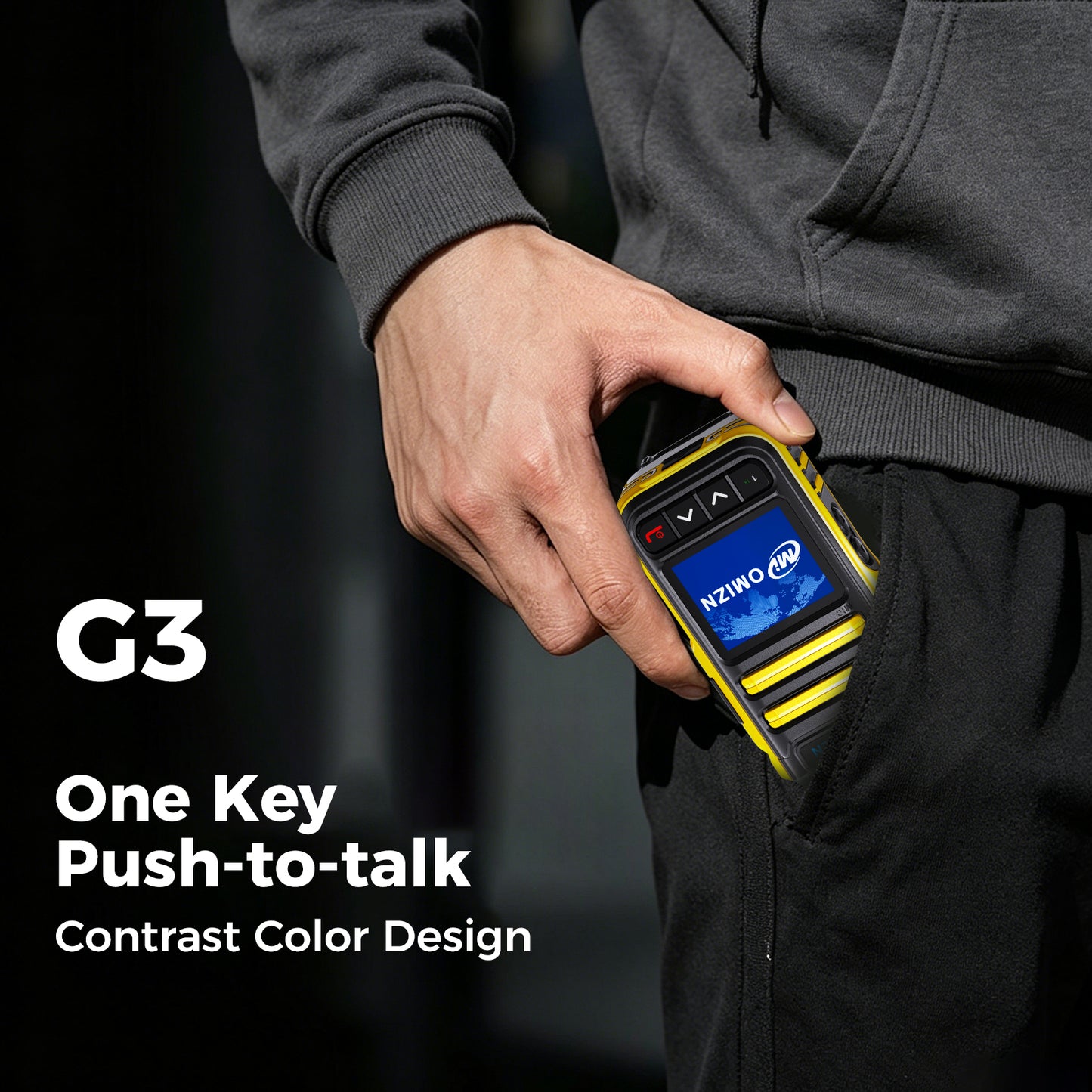 OMIZN G3 4G LTE Dual SIM Walkie Talkie, Unlimited Range, Lifetime Free, IP65, AES256 Encryption, Noise Reduction
