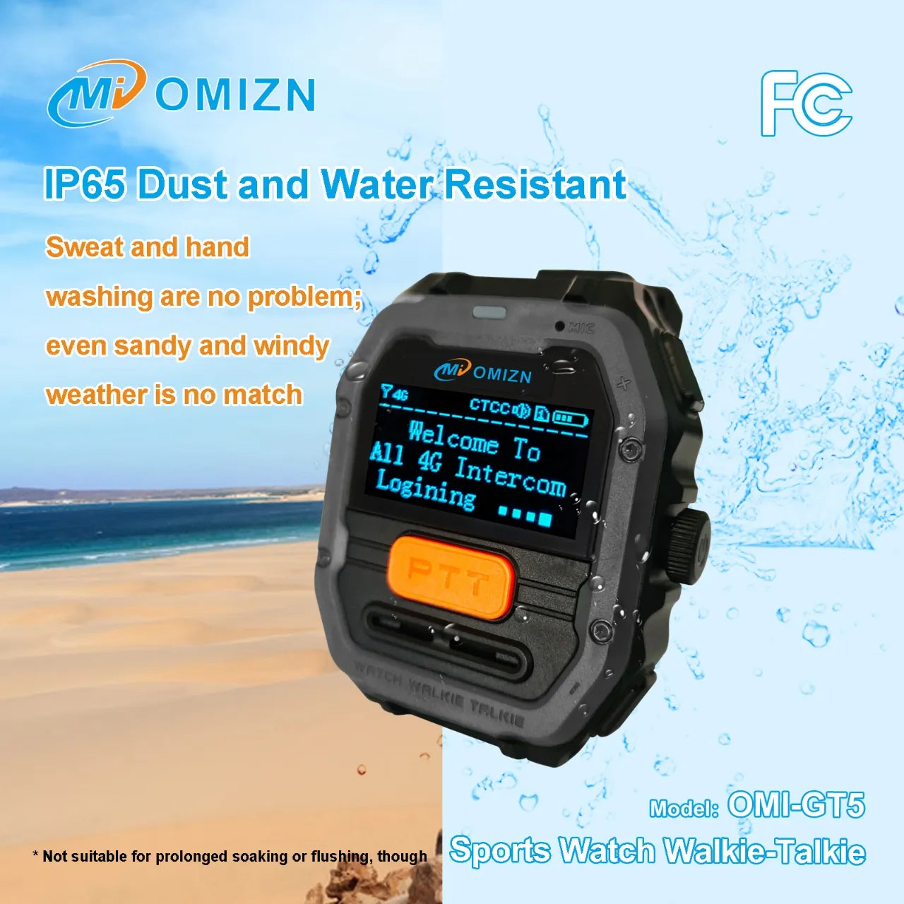 OMIZN Watch Walkie Talkie 4G Unlimited Range PoC Radios VOX Hands-Free IP65 AES256 Noise Reduction