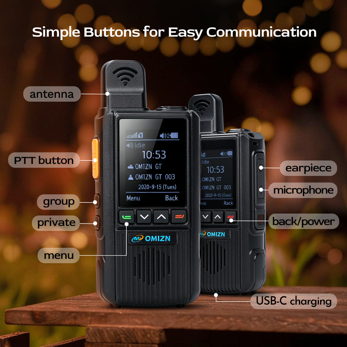 OMIZN G2 Classic Walkie-Talkie, Compacto, Resistente a los Golpes y con Sonido Potente