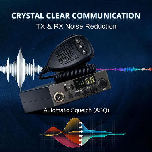 OMIZN LT-298 CB Radio AM/FM Full 40 Channel, Instant Emergency Channel 9/19 ASQ Function RF-Gain External Speaker Jack Easy to Read Display