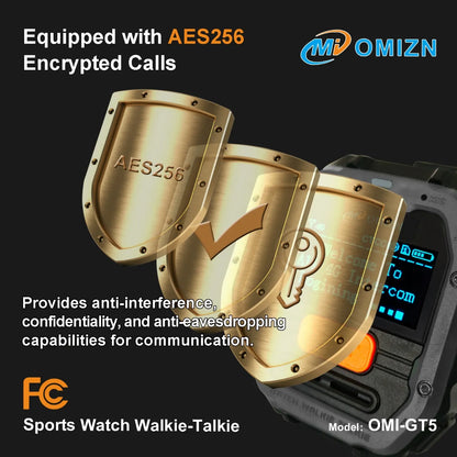 OMIZN Watch Walkie Talkie 4G Unlimited Range PoC Radios VOX Hands-Free IP65 AES256 Noise Reduction