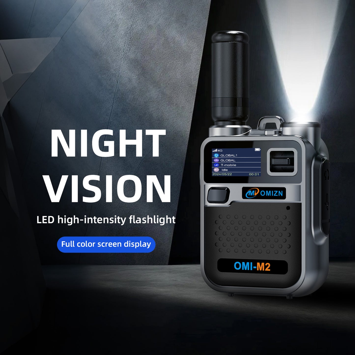 OMIZN M5 Global Walkie Talkie Unlimited Range, 4G LTE PoC Two Way Radio with AES256 Encryption Flashlight for Outdoor