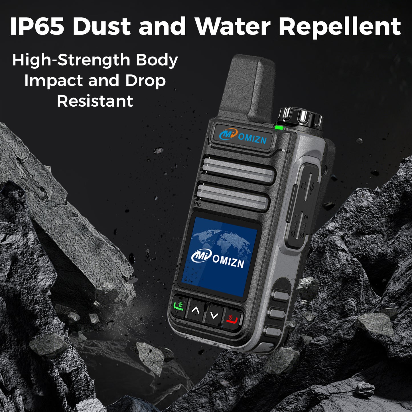 OMIZN G3 4G LTE Dual SIM Walkie Talkie, Unlimited Range, Lifetime Free, IP65, AES256 Encryption, Noise Reduction