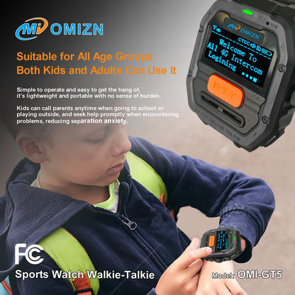 OMIZN Watch Walkie Talkie 4G Unlimited Range PoC Radios VOX Hands-Free IP65 AES256 Noise Reduction