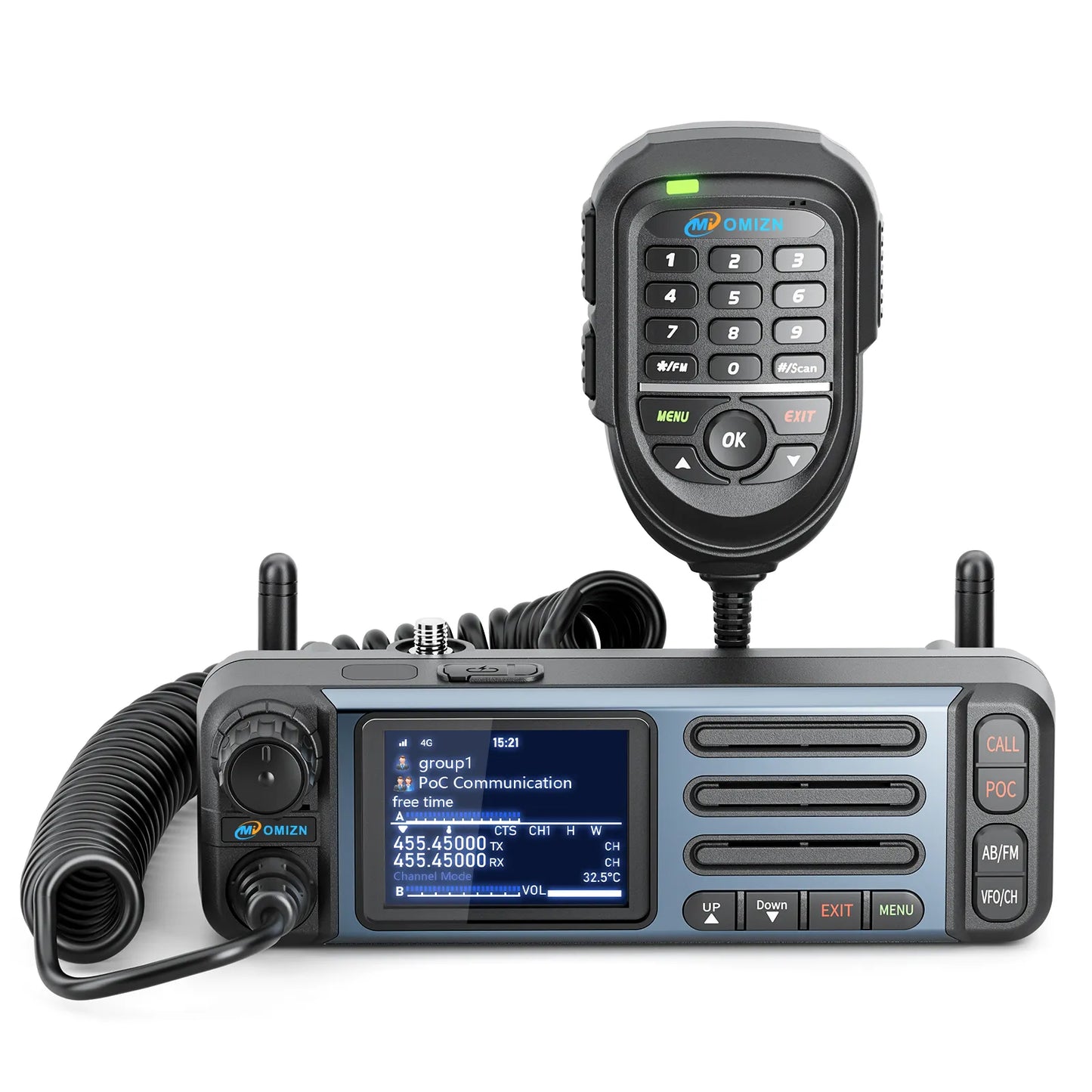 OMIZN CT5 UHF/4G Transceiver Mobile Radio Unlimited Range Dual Band 35W Android Vehicle Car Radio Zello RealPTT Repeater GPS