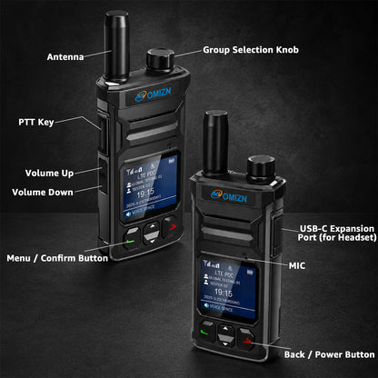 OMIZN T6 4G POC Walkie Talkie with SIM Card Unlimited Range Available Worldwide Cellula