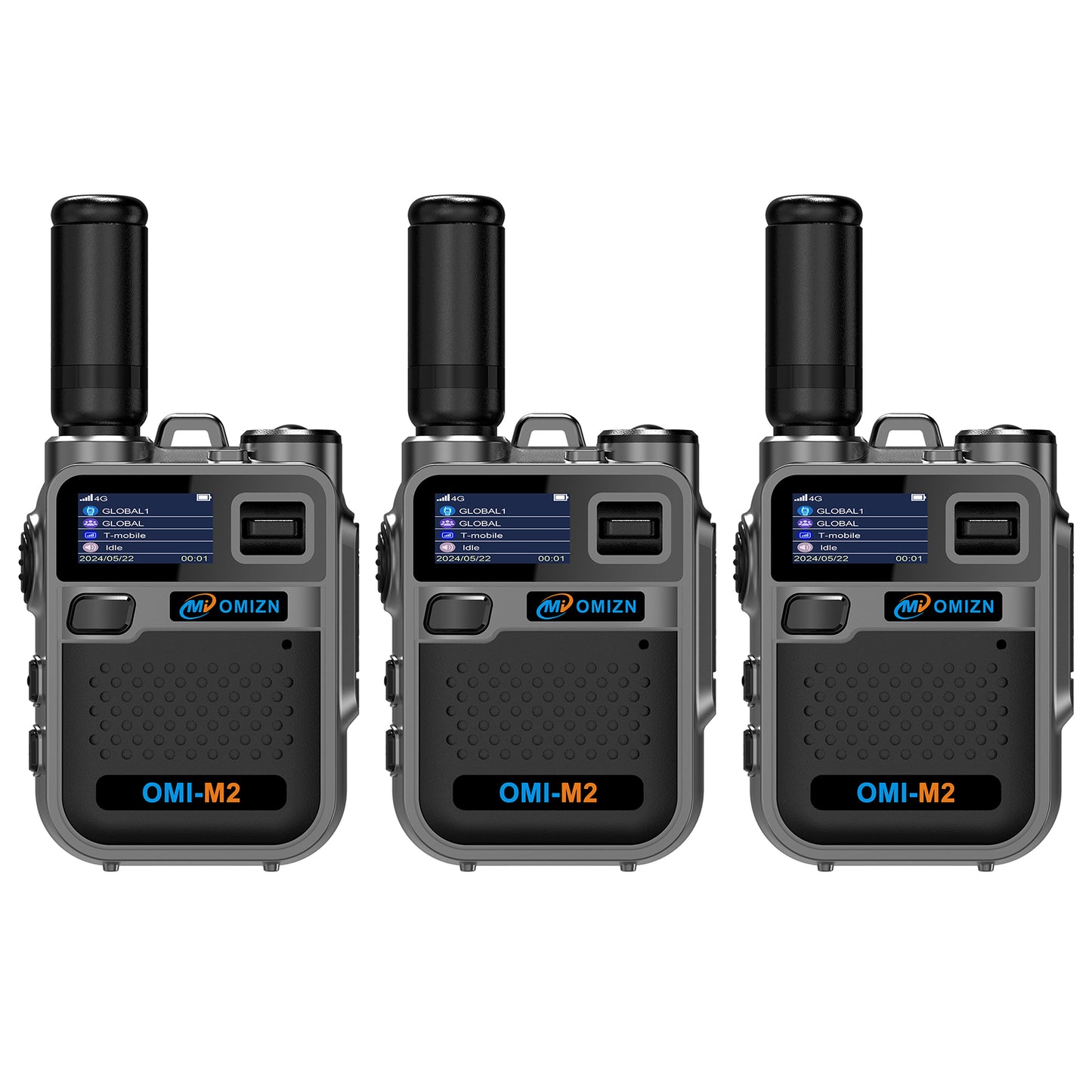 OMIZN M2 Long Range Walkie Talkie,Portable 2 Way Radio with Flashlight,Encrypted with AES256,Lightweight Walky Talky with Type C Charging,for Construction Site Hotel Security,2 Pack