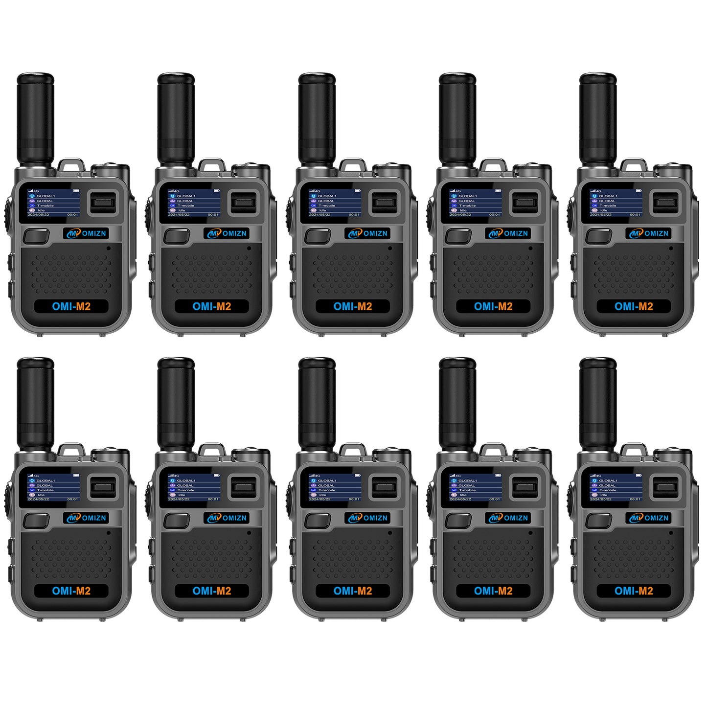 OMIZN M2 Long Range Walkie Talkie,Portable 2 Way Radio with Flashlight,Encrypted with AES256,Lightweight Walky Talky with Type C Charging,for Construction Site Hotel Security,2 Pack